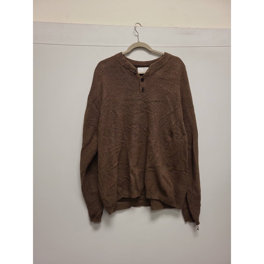 Bill Blass Menswear XXL Sweater Brown 3 Button Cotton Acrylic Blend Knitwear